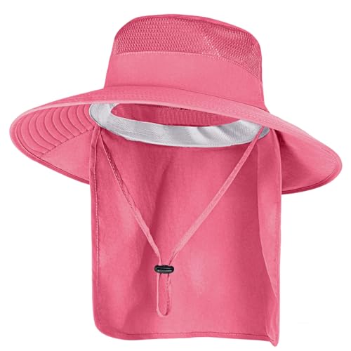 Image of Sun Hats for Men Women Fishing Hat UPF 50+ Breathable Wide Brim Bucket Hats Summer UV Protection Safari Hat with Neck Flap