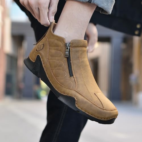 Trendy Comfortable Lightweight Men's Leather Work Shoes with Side - Zipper Design Suitable for Driving Walking a Versatile Choice for Daily outings4