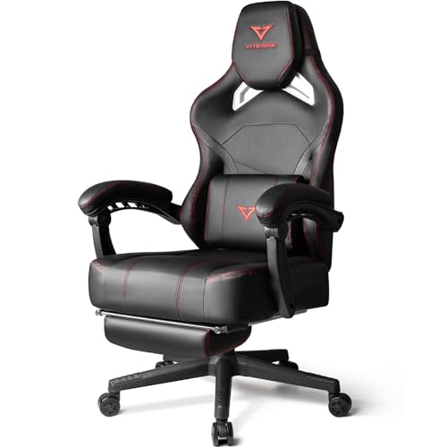 Big and Tall Gaming Chair for Adults with 400lb Capacity: Black+Red