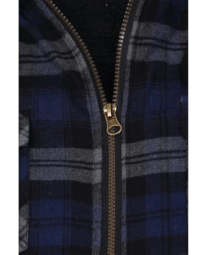 Image of ZENTHACE Men's Sherpa Lined Full Zip Hooded Plaid Shirt Jacket