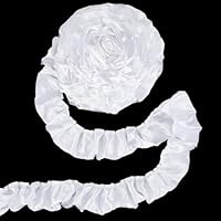 arricraft 10 Yards Weiß Satin Rüschenbesatz Stoffbesätze 1 3/4 Zoll (46mm) Breite Plissierte Gewellte Rüschenbesatz Stoffbänder Zum Nähen von Stoffen Hochzeitskleidern Basteln Heimdekoration