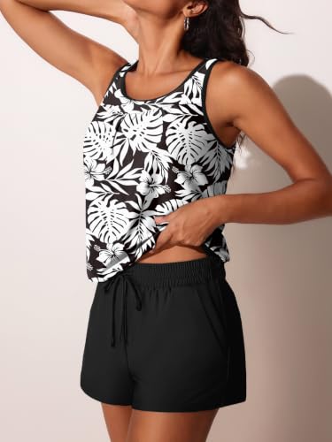 Image of Summer Mae Blouson Women's Tankini Swimsuits Tummy Control Modest 2026 Two Piece with Sporty Pockets Bathing Suits