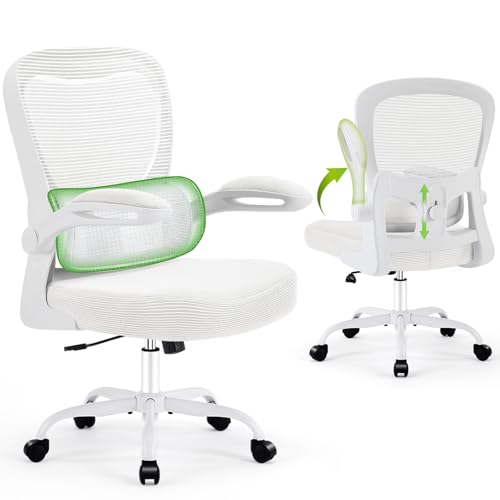 Image of AreShark Office Chair Ergonomic Desk Chairs with Adjustable Lumbar Support, High Back Breathable Mesh Chair with Wheels& Flip-up Armrests,Rolling Swivel Comfy Task Computer Chair for Home Work Gaming