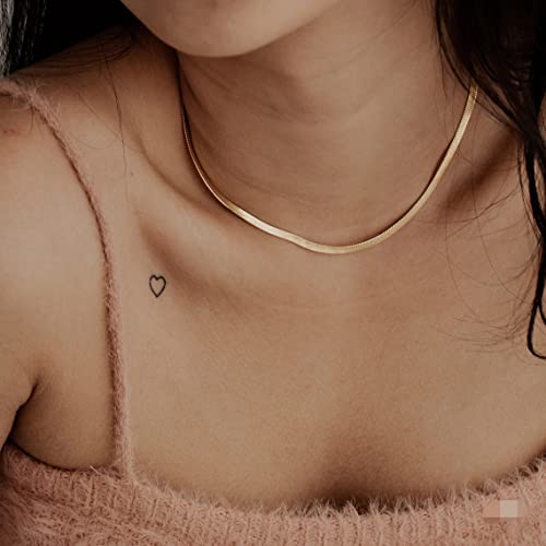 Beriso B-NK-3MM ROSE GOLD SNAKE NECKLACE 40CM 18K Rose Gold Plated Shiny Snake Necklaces Herringbone Necklace thumb #2