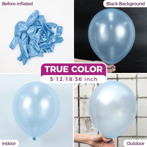 Image of Bezente Pearl Light Blue Latex Party Balloons 150 Pack 5 inch