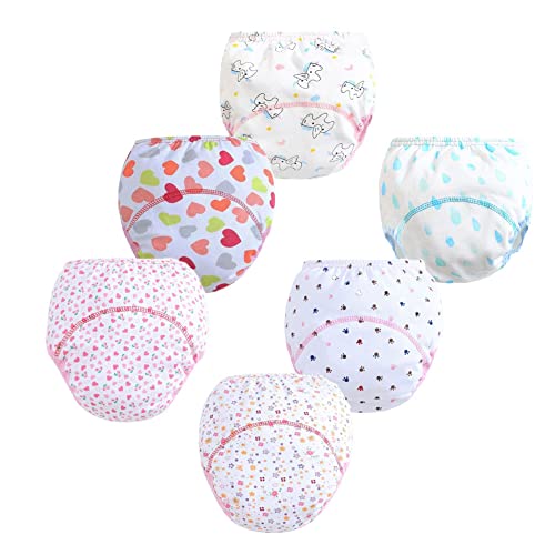 FedMois Baby Potty Training Pants Boys Girls Training Underwear Reusable (6 Pack), Flowers, 0-1 Year