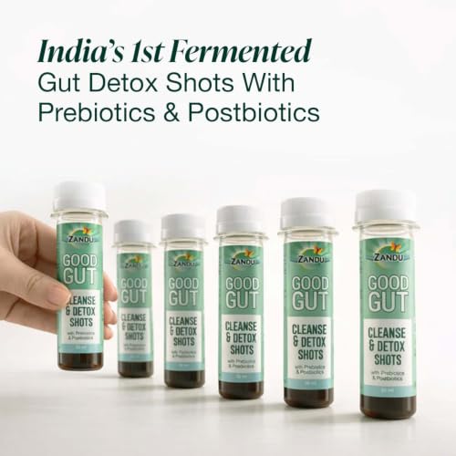 Image of Zandu Good Gut Cleanse & Detox Shots​ | 15 Day Gut Detox | Clinically Proven | With Prebiotics & Postbiotics, ​(30ml X 30 Shots), 900ml