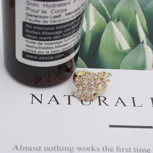 18K Gold Plated Cubiz Zirconia Wedding Engagement Wide Adjustable Band Ring for Women3