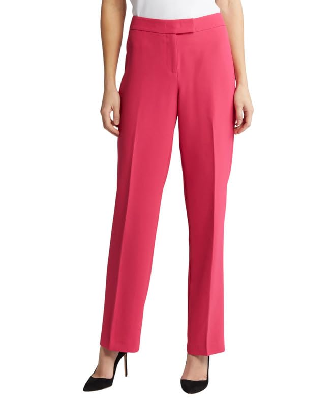 Anne Klein Womens Solid Mid-Rise Bootleg Ankle Pants Rich Camellia 6