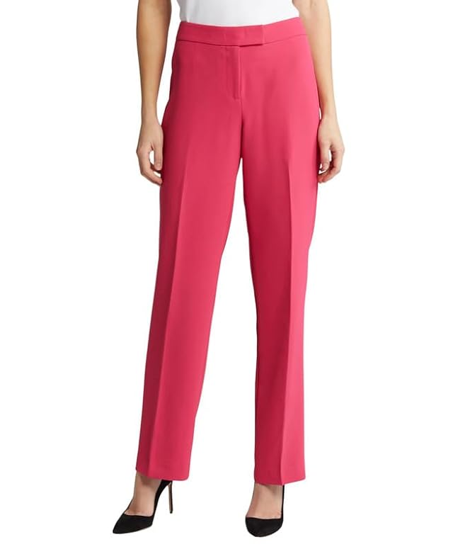 Anne Klein Womens Solid Mid-Rise Bootleg Ankle Pants Rich Camellia 6
