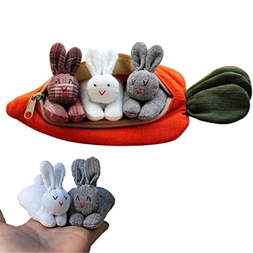 NezaBaby Easter Hide and Seek Plush Bunnies in 59 Carrot Pouch Stuffed Animal Surprise Toy