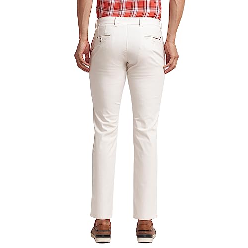 Image of Parx Men's Cotton Blend Solid Pattern Low Rise Tapered Fit Flat Front Casual Trouser