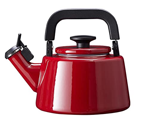 Forchetto Moderno Rosso Teekessel Rot 2,1 l Emaille-Kessel mit Pfeife,...