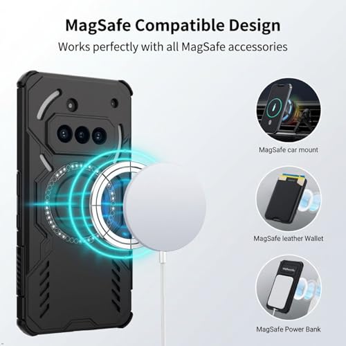 Image of ShieldTech Back Cover Case for Nothing Phone 3a 5G | 360 Protection Mobile Phone Case Mag-Safe | Camera Protection | Back Cover for Nothing Phone 3 a 5G / 3a 5+G - Black TPU+PC