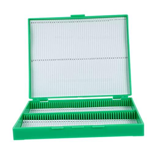 Hohopeti Microscope Slide Holder Plastic Slide Storage Box 100 Slides Lab Slide Organizer Slide Storage Container Green