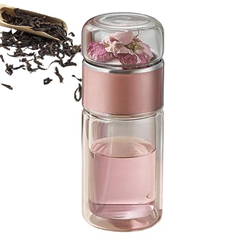 Générique Infuseur à thé, infuseur à thé en verre à double paroi, tasse à thé portable avec séparation de l'eau et du thé, bouteille infuseur à thé pour le...