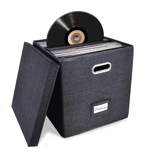 Sturdy Vinyl Record Storage Box (Black)