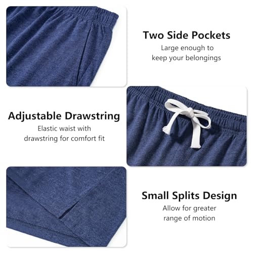 Image of AMY COULEE Mens Lounge Shorts 4 inch Pajama Lightweight Cotton Sleep Bottoms with Pockets