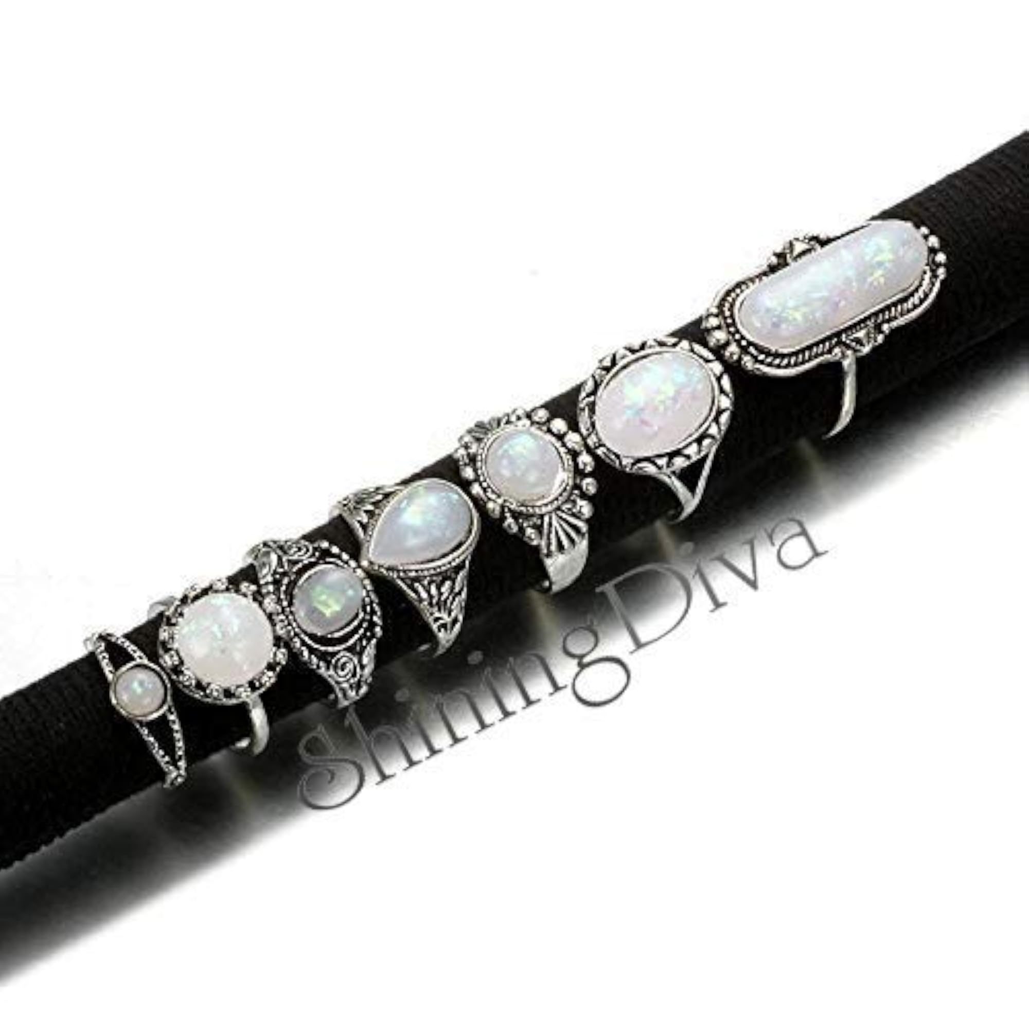 Opal Boho Plated Midi Finger Stylish Ring Set