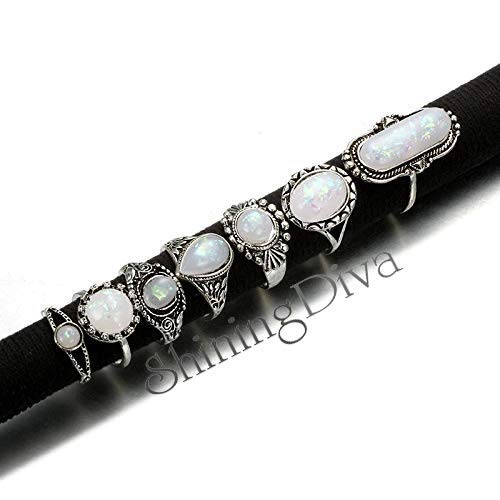 Opal Boho Plated Midi Finger Stylish Ring Set
