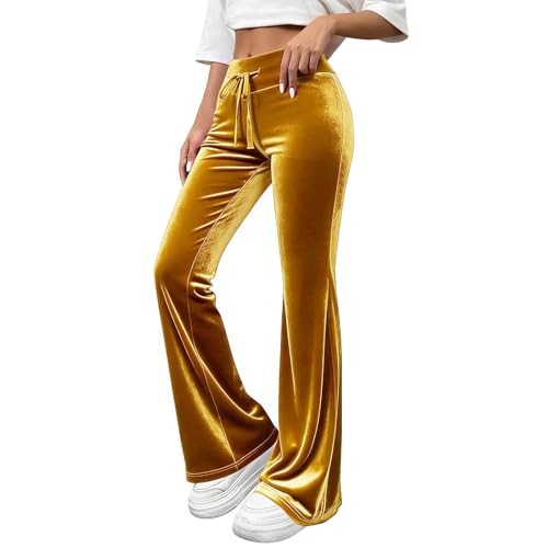 Pantalones de yoga para mujer, elegantes, ajustados, elásticos, de terciopelo, cintura elástica, pantalones de ocio, pantalones de chándal con cordón, elegantes pantalones de baile, pantalones de
