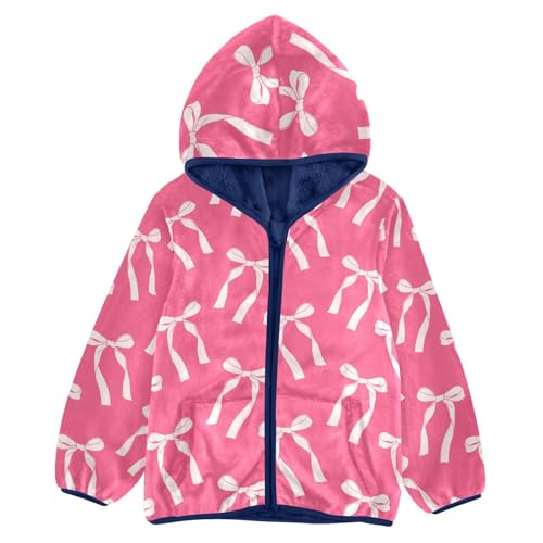 Ribbon Bows Girls Fleece Jacket Girls Fall Jacket Girls Zip Up Hoodie Girls Sherpa Jacket 2-10T