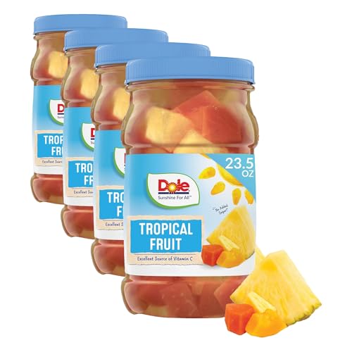 Image of Dole Tropical Fruit in 100% Fruit Juice with Pineapple & Papaya, 23.5 Oz Resealable Jar (Pack of 4)