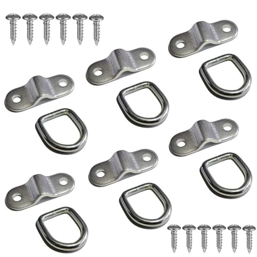 D Rings Tie Down Anchors Hooks for Trailer Truck Bed Bracket Enclosed Points Pickup Camper Surface Mount D-Ring 1/4