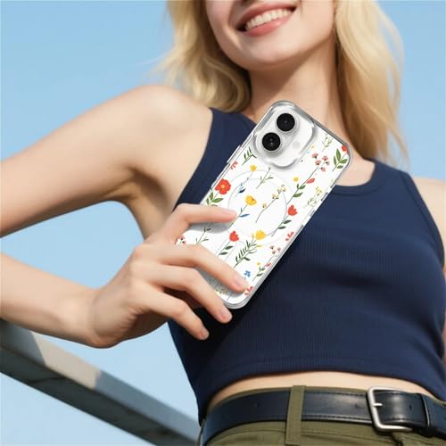 Teonvpu for iPhone 15 Case, Clear with Floral Colorful Pattern Campatible with Magsafe Soft Protective Case for Women Girl (White) - image 7