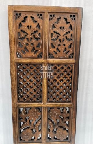 Image of Wooden Room Wall Partition /Divider /Separator for Home Decor /Bedroom /Office /Kitchen, (4 Feet) (4 Feet 2 Panel Colour Brown)