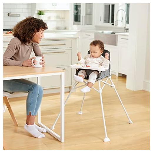 Regalo My High Chair Portable Travel Fold & Go Highchair, Indoor and Outdoor, Bonus Kit, Includes Travel Case and Tray with Cup Holder, Grey