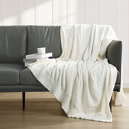 Jooja Knit Throw Blanket Super Soft Warm Blanket For Couch Lightweight Fluffy Blanket For Bed Sofa 60X80 Inches Cream #TOP1