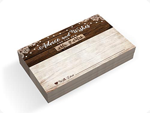 50 Rustic Wedding Advice Cards & Well Wishes for the Bride and Groom - Bridal Shower Games, Wedding Decorations, Rustic Wedding Decorations, Bridal Shower Decorations