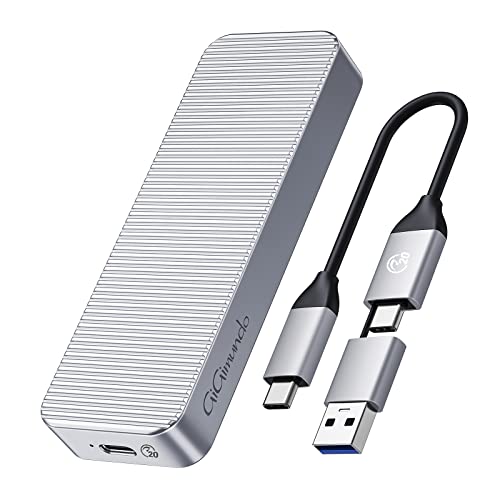 GiGimundo NVMe Gehäuse 20gbps, Aluminium M.2 SSD Gehäuse USB 3.2 Gen 2X2 für 2230/2242/2260/2280 M-Key/B&M-Key M.2 SSD bis zu 4TB, Unterstützung SMART&Trim,Silber(AJM20C) Cover