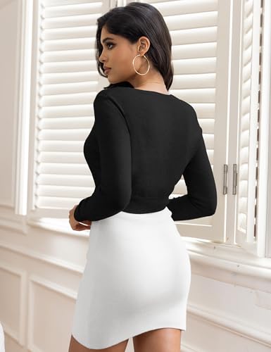 Image of Women's Cropped Cardigan Sweaters Crew Neck Button Down Open Front Knit Bolero Shrugs