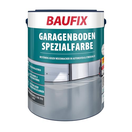 BAUFIX professional Garagenboden Spezialfarbe anthrazitgrau, 5 Liter, Beton- und Bodenfarbe, Garagenbodenfarbe für innen & außen geeignet, gegen Weichmacher