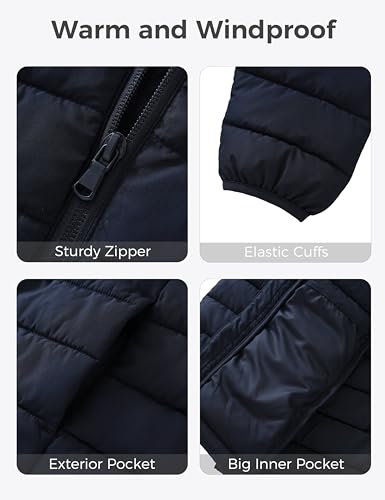 Image of wantdo Boy's Light Winter Jacket Zip Up Puffer Coat Hooded Windproof