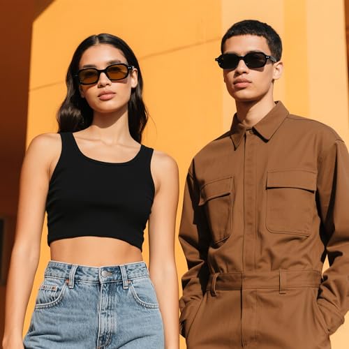 Hycredi Retro Rectangle Sunglasses for Women - Trendy Small 90s Square Sun Glasses Narrow Shades2