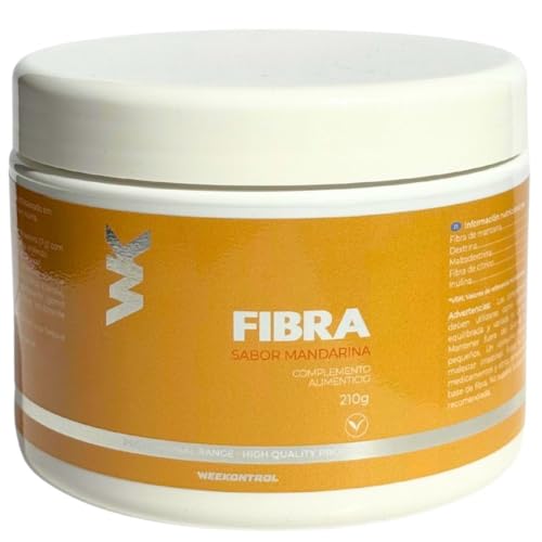 Weekontrol Fribra Soluble Saciante de Manzana en Polvo. Fibra para el Estreñimiento, el Colesterol y Azúcar en la Sangre en Sabor Mandarina o Manzana 210gr (210g, Mandarina)
