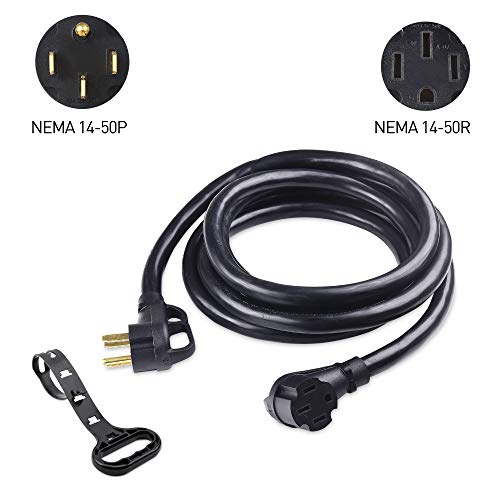 Cable Matters 4 Prong 50 AMP RV Extension Cord 25 ft with Easy-Grip Handles, 6/8 AWG, NEMA 14-50 Extension Cord, Compatible with Tesla Charger/EV Charger / J1772 Charger (NEMA 14-50P to 14-50R)