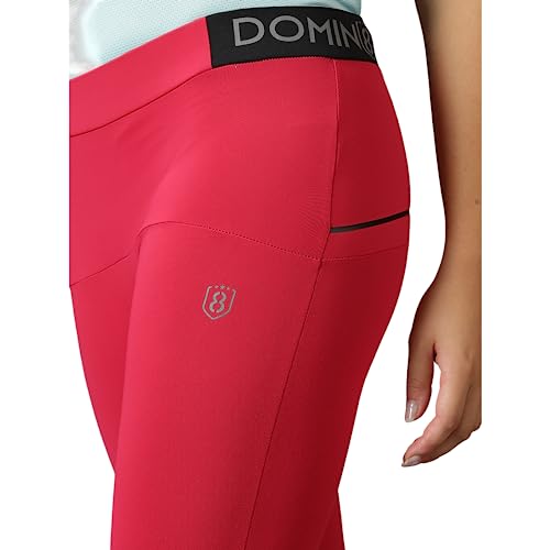 Image of DOMIN8 Slim Fit Tights for Women | Full Length & Polyester Blend Bottom Leggings | Best for Gym, Yoga & Training | Pink - M