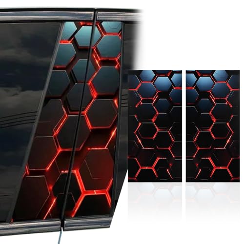 Image of XhuangTech 2PCS Honeycomb Car Stickers and Decals, HD Printed Car B-Pillar Sticker, Personalized Vehicle Door Pillar Decal, DIY Auto Center Pillar Waterproof Sun Protection Scratch PET Cover