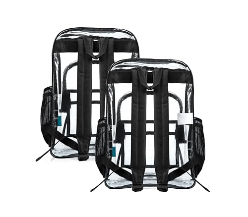 Image of Pack of 2 Clear Backpack Heavy Duty Thick PVC Transparent Backpack, Large Capacity See Through