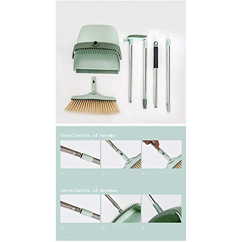 LVUNZJCA Besen und Kehrschaufel Set Haushalt Kleine Klappbesen Kehrschaufel Set Reinigungsbesen Kombination für Kehren – Bild 4