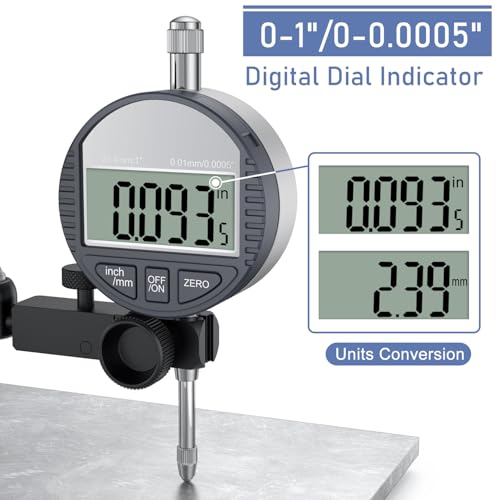 Image of HDLNKAK Electronic Digital Dial Indicator Gauge and Magnetic Base, 0-1 Inch /25.4 mm Inch /Metric Conversion Measuring Tool for 3D Printer, Table Saw Measurement, Auto Repair and CNC Machine