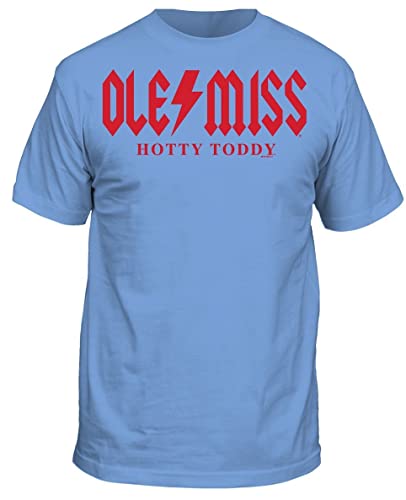 Ole Miss Mens Light Blue Hotty Toddy Bolt Short Sleeve T Shirt (Large)