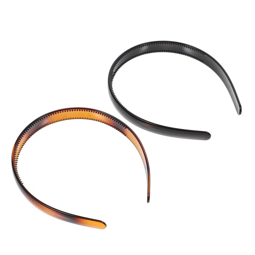 Set of 2 Simple Fashion Plastic Headband Fine Tooth Hairband Headwear Hair Hoop Hair Acessories for Women's Lady Girls (Black +Brown)-image-48