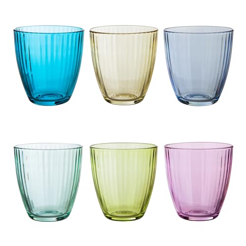 Pasabahce – Set 6 Bicchieri Linea in Vetro Colorato 28 cl – Colori Assortiti, Lavabili in Lavastoviglie, Ideali per Uso Quotidiano