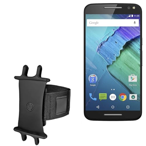 BoxWave Holster Compatible with Motorola Moto X Pure Edition - ActiveStretch Sport Armband, Adjustable Armband for Workout and Running - Jet Black