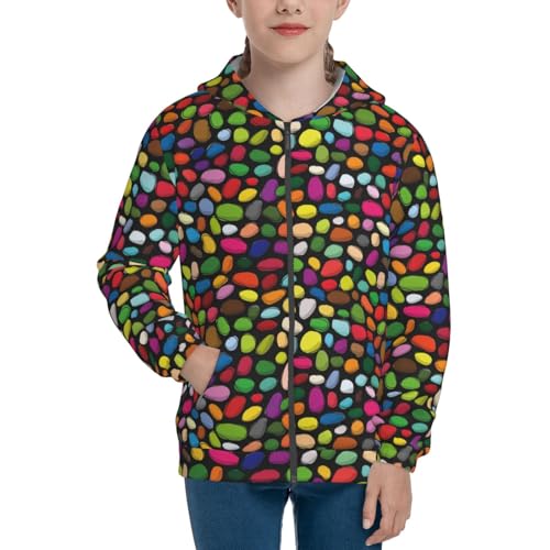 Pebble Colorful Kid Hoodies Boys Zip Up Sweatshirts Girls Pullover with Pocket3